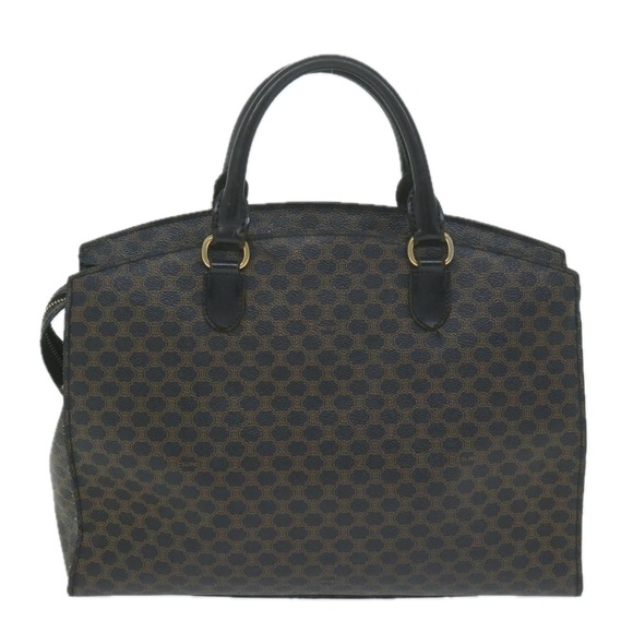 CELINE Macadam Canvas Hand Bag PVC Brown Black Auth 64827 - Picture 2 of 16